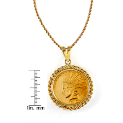 $10 Indian Head Gold Piece Eagle Coin in 14k Gold Rope Bezel