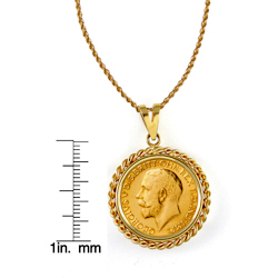King George V Gold Sovereign Coin in 14k Gold Rope Bezel