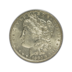 1880CC Morgan Silver Dollar in Fine Condition (F15) Graded by AACGS
