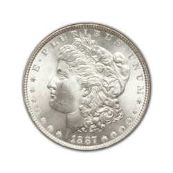 1887P Morgan Silver Dollar in Fine Condition (F15) Graded by AACGS