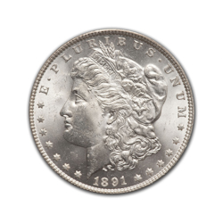 1891CC Morgan Silver Dollar in Fine Condition (F15) Graded by AACGS