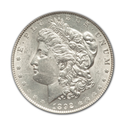 1892P Morgan Silver Dollar in Fine Condition (F15) Graded by AACGS