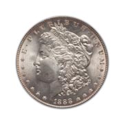 1888P Morgan Silver Dollar in Uncirculated Condition (MS62) Graded by AACGS