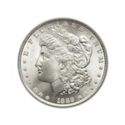1889P Morgan Silver Dollar in Uncirculated Condition (MS62) Graded by AACGS
