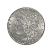 1897P Morgan Silver Dollar in Uncirculated Condition (MS62) Graded by AACGS