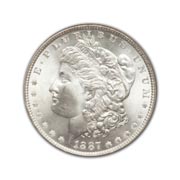 1887P Morgan Silver Dollar in Extra Fine Condition (XF40) Graded by AACGS