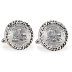 2004 Keelboat Silvertone Rope Bezel Cuff Links