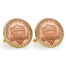 Lincoln Union Shield Penny Goldtone Rope Bezel Cuff Links