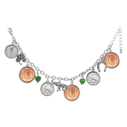 Silvertone Irish Coin Charm Bracelet