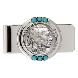 Buffalo Nickel Turquoise Money Clip