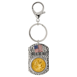Land of the Free Gold Layered Bicentennial Quarter Keychain