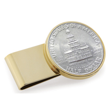 JFK Bicentennial Half Dollar Stainless Steel Goldtone Money Clip