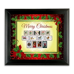 Framed Vintage Christmas Stamps