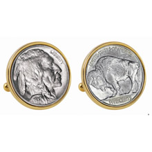 Buffalo Nickel Goldtone Bezel Cuff Links