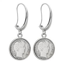 Silver Barber Dime Silvertone Earrings