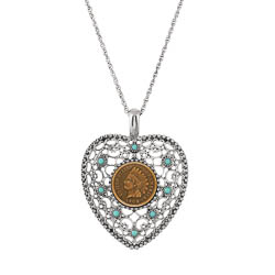 Indian Cent Vintage Heart Pendant