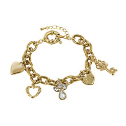 Gold Tone Love Charm Bracelet