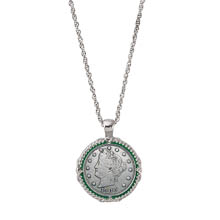 Liberty Nickel Green Enamel Coin Pendant Necklace