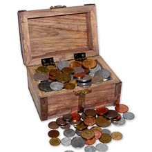 Treasure Chest of 100 Coins From Around the World