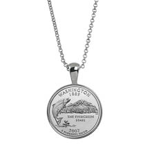 Statehood Quarter Silver Tone Coin Pendant