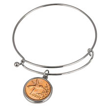 Hummingbird Coin Silver Tone Bangle Bracelet