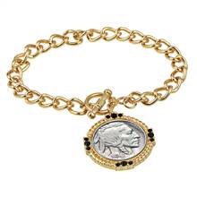 Buffalo Nickel Goldtone Toggle Bracelet