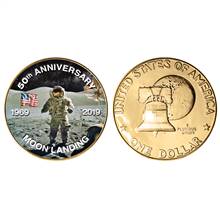 Moon Landing Eisenhower Colorized Bicentennial Dollar Gold Layered Coin