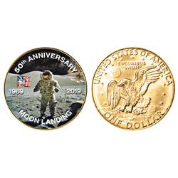 Moon Landing Eisenhower Colorized Dollar Gold Layered Coin