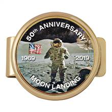 Moon Landing Bicentennial Eisenhower Colorized Dollar Gold Layered Coin Money Clip