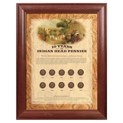 10 Years of Indian Head Pennies - Wood Frame