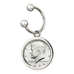 JFK 1964 First Year of Issue Half Dollar Silvertone Keychain