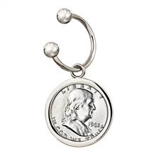 Silver Franklin Half Dollar Silvertone Keychain