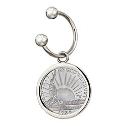 Statue of Liberty Commemorative Half Dollar Silvertone Keychain