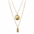 Gold Plated Chinese Orchid Coin With Gold Trimmed Cowrie Shell Double Chain Necklace