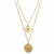 French Coin With Dry Flower Double Chain Necklace