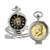 Gold-Layered JFK Half Dollar Coin Pocket Watch with Skeleton Movement - Magnifying Glass - Black Dial with Gold Roman Numerals