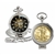 Gold-Layered Silver Walking Liberty Half Dollar Coin Pocket Watch with Skeleton Movement - Magnifying Glass - Black Dial with Gold Roman Numerals