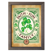 Irish- Faith, Fun, Family with Irish Penny Coin in 5x7 Frame
