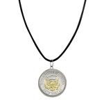 Presidential Seal 2 Tone JFK Half Dollar Pendant With Leather Cord