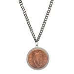 Large Irish Penny Pendant With Curb Chain