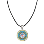 Coast Guard Colorized Quarter Pendant With Leather Cord