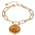 Hummingbird Coin Goldtone Elongated Link Bracelet