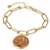 Butterfly Coin Goldtone Elongated Link Bracelet