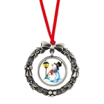 JFK Half Dollar Wreath Ornament With Colorized Snowman Coin