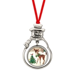 JFK Half Dollar Snowman Ornament With Colorized Reindeer Coin