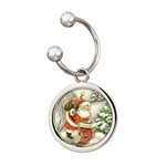 Holiday Santa Colorized JFK Half Dollar Silvertone Keychain