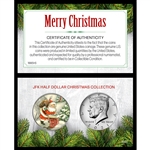 Merry Christmas Colorized Vintage Santa Half Dollar With 2021 JFK Coin Set