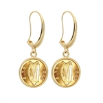 Gold Layered Irish Half Penny Goldtone Earrings