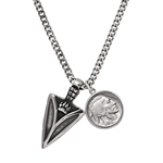 Stainless Steel Buffalo Nickel Arrowhead Pendant With Curb Chain