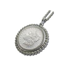 Morgan Dollar Pendant with Silvertone Bezel